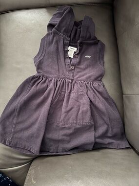 DKNY Girls' Sleeveless Hooded Dress in Navy Blue 2T